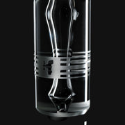 710 Pipes Smoke Shop Hamm Negative Spoon Pipe, clear glass with etched logo and horizontal bands.