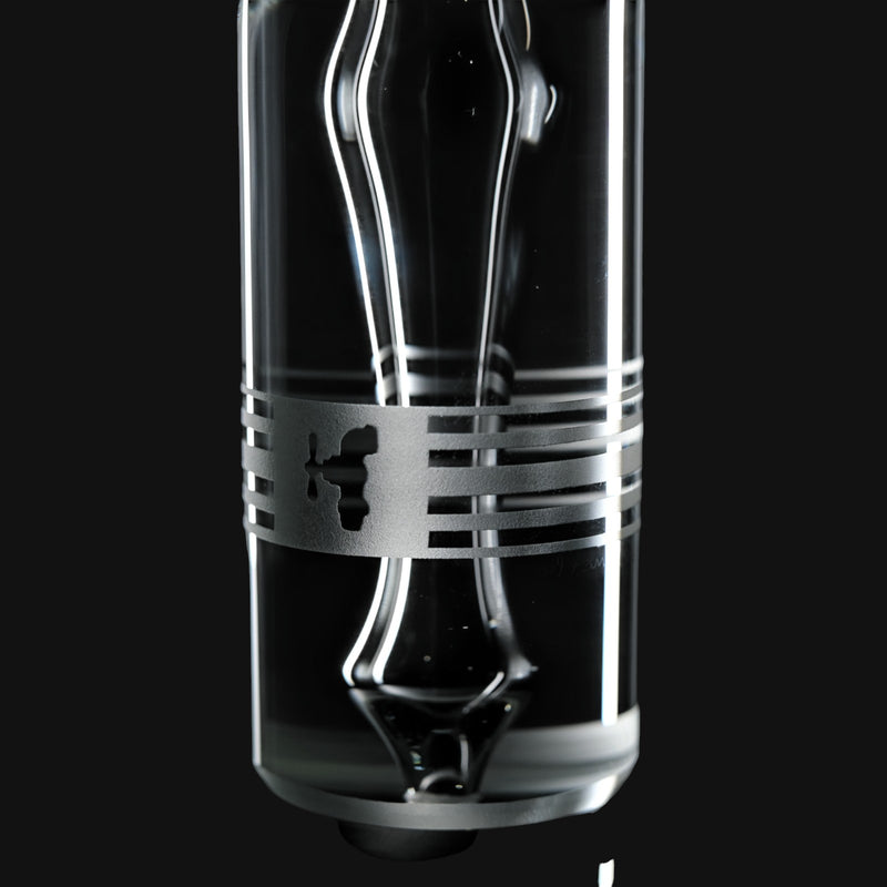710 Pipes Smoke Shop Hamm Negative Spoon Pipe, clear glass with etched logo and horizontal bands.
