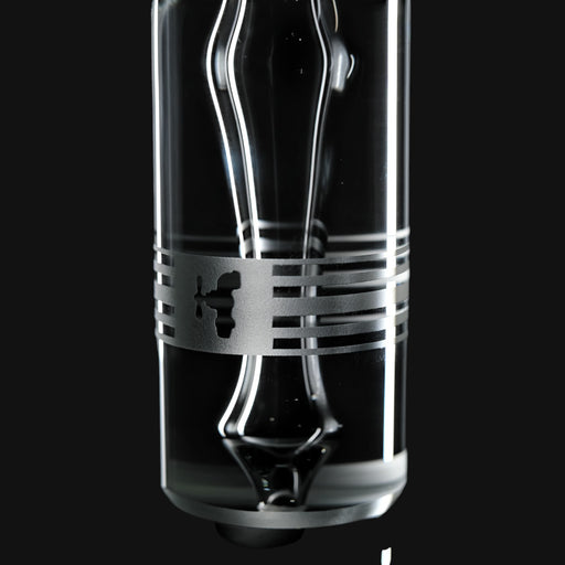710 Pipes Smoke Shop Hamm Negative Spoon Pipe, clear glass with etched logo and horizontal bands.