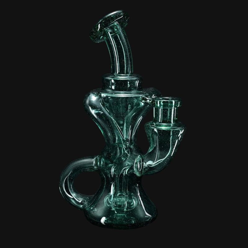 710 Pipes Smoke Shop Happy Time Dual Klein Recycler glass water pipe in Atlantis color, 7 inches tall with 10mm joint.