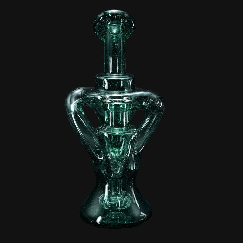 710 Pipes Smoke Shop Happy Time Dual Klein Recycler glass water pipe in Atlantis color, 7 inches tall with 10mm joint.