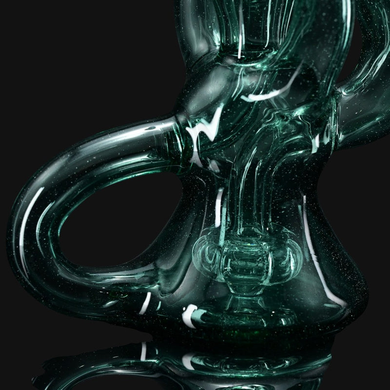 710 Pipes Smoke Shop Happy Time Dual Klein Recycler glass bong, 7 inches tall, Atlantis color, 10mm joint.