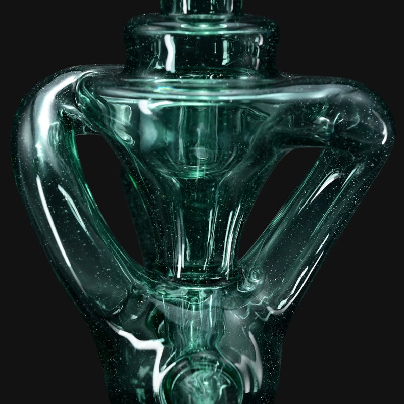 710 Pipes Smoke Shop Happy Time Dual Klein Recycler glass water pipe, 7 inches tall, Atlantis color, 10mm joint.