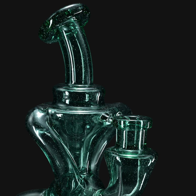 710 Pipes Smoke Shop Happy Time Dual Klein Recycler glass water pipe, 7 inches tall, Atlantis color, 10mm joint.