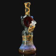 710 Pipes Smoke Shop Heavy Dirty Glass collab rig with opals, red swirl, and colorful wavy pattern. Removable downstem.