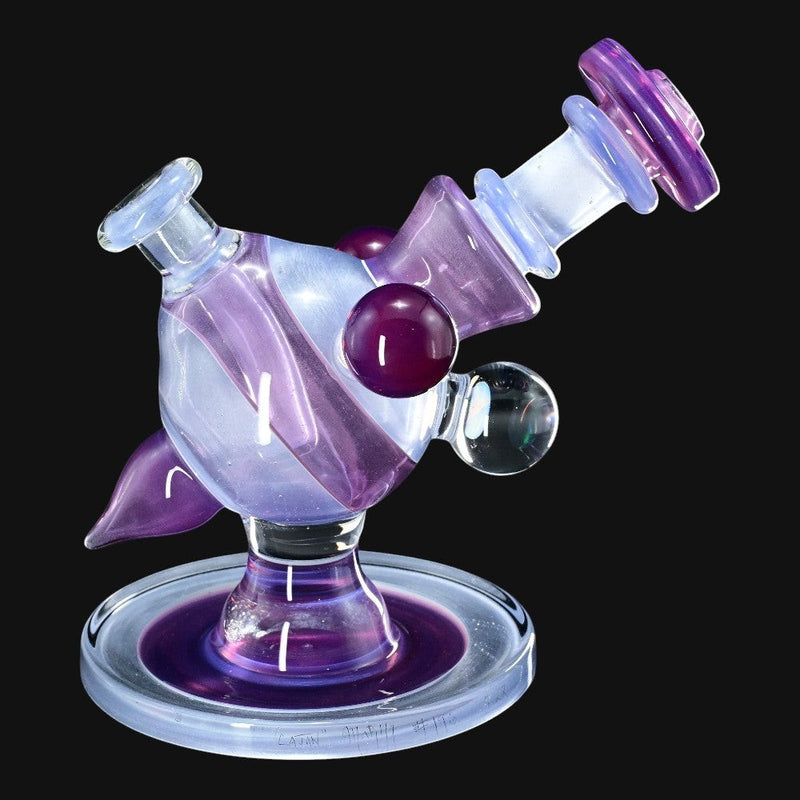 710 Pipes Smoke Shop Cajun X Marni Heliosphere rig in Heisenburg & Blue Satin glass with encased opal marble.