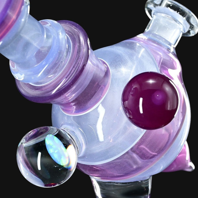 710 Pipes Smoke Shop Cajun X Marni Heliosphere rig in Heisenburg & Blue Satin glass with encased opal marble.