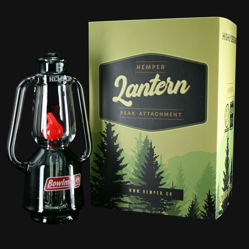 710 Pipes Smoke Shop Hemper glass Puffco Peak attachment designed as a lantern with a red flame accent.