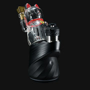 710 Pipes Smoke Shop Hemper Puffco Peak glass top shaped like a lucky money cat with red ears and collar.