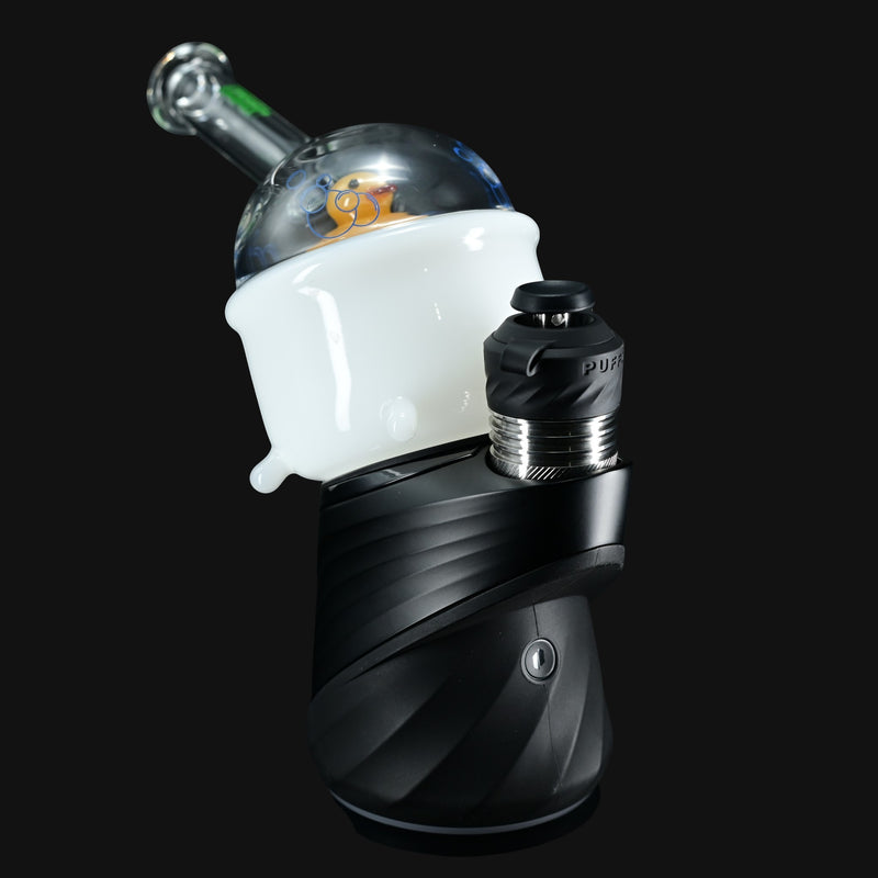 710 Pipes Smoke Shop Hemper Puffco Peak Top with a white glass chamber and a duck inside a clear dome.