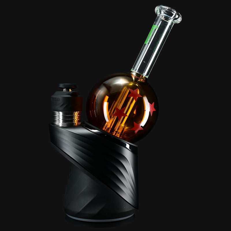 710 Pipes Smoke Shop Hemper Puffco Peak Top with amber glass sphere featuring red stars.