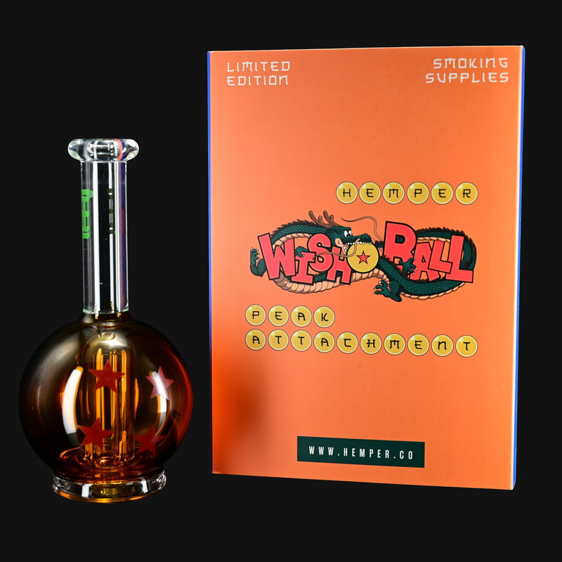 710 Pipes Smoke Shop Hemper Puffco Peak attachment, amber glass with red stars.