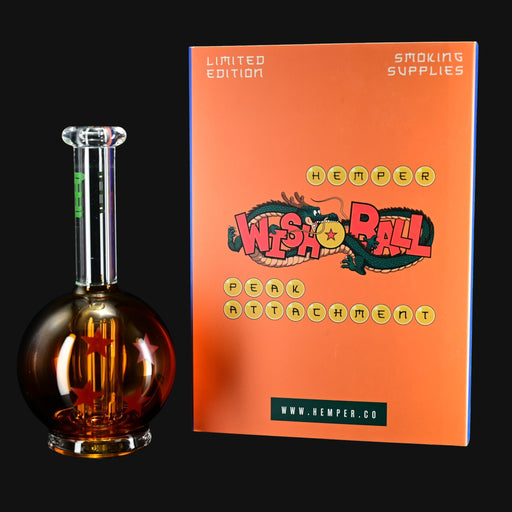 710 Pipes Smoke Shop Hemper Puffco Peak attachment, amber glass with red stars.