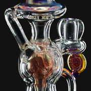 710 Pipes Smoke Shop High Bastard BPK #9 glass dab rig with iridescent accents and intricate internal design.