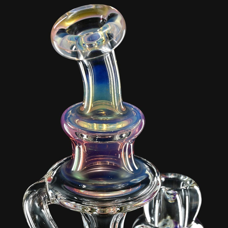 710 Pipes Smoke Shop High Bastard BPK #9 glass dab rig with iridescent accents and a unique mouthpiece.