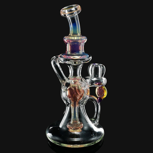 710 Pipes Smoke Shop High Bastard BPK #9 glass dab rig with iridescent accents and a recycler design.