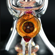 710 Pipes Smoke Shop High Bastard BPK #9 glass pipe with amber frit and intricate floral design.