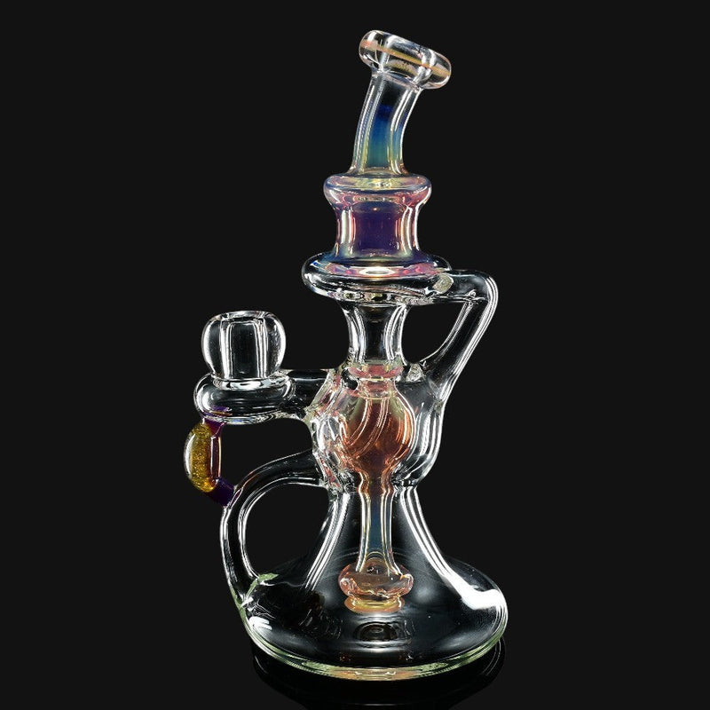 710 Pipes Smoke Shop High Bastard BPK #9 glass water pipe with iridescent accents and a unique chamber design.