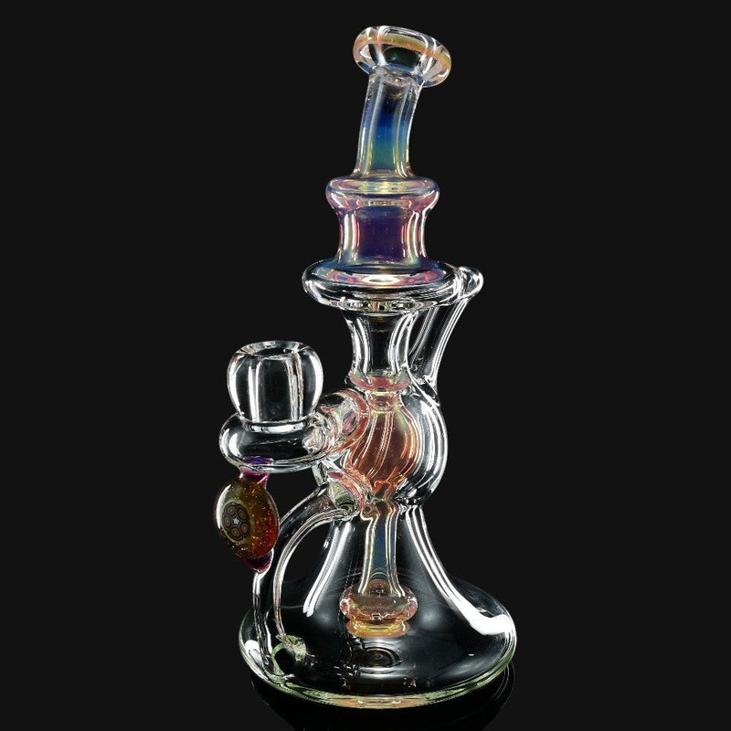 710 Pipes Smoke Shop High Bastard BPK #9 glass water pipe with iridescent accents and a unique bubbler design.