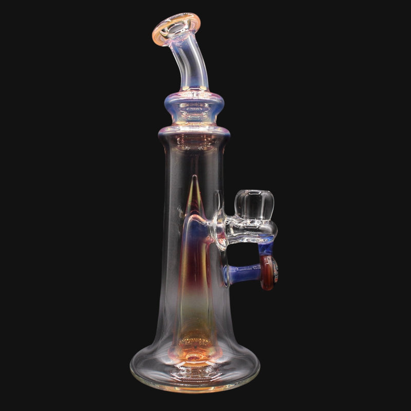 710 Pipes Smoke Shop High Bastard Conehead glass water pipe with iridescent finish and blue accents.