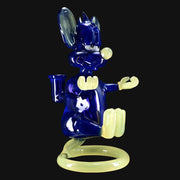 710 Pipes Smoke Shop Hoobs Meditating glass pipe, 8" tall, blue with yellow accents, 14mm joint.