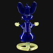 710 Pipes Smoke Shop Hoobs Meditating glass pipe, 8" tall, blue with yellow accents, 14mm joint.
