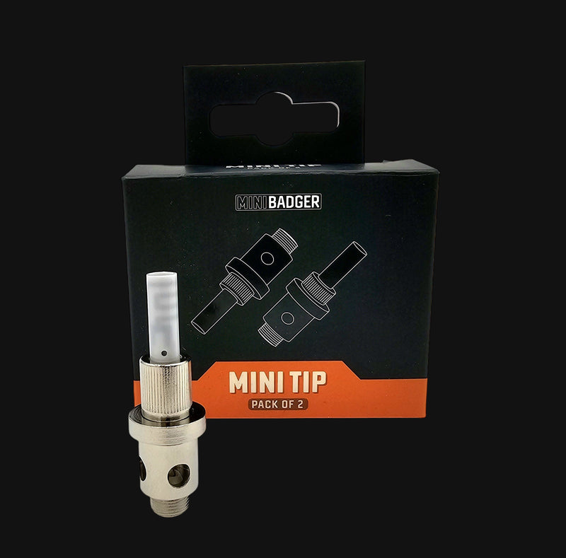 710 Pipes Smoke Shop Huni Badger Mini replacement tips in silver metal with white ceramic heating element