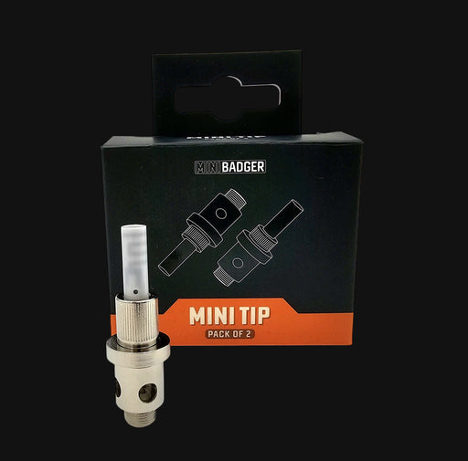 710 Pipes Smoke Shop Huni Badger Mini replacement tips in silver metal with white ceramic heating element
