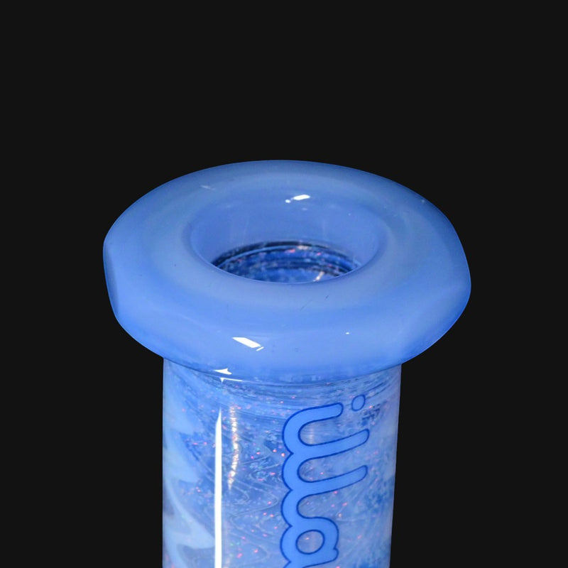 710 Pipes Smoke Shop Illadelph custom blue and white wig wag glass dab rig with crushed opal accents.