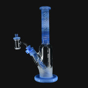 710 Pipes Smoke Shop Illadelph custom glass dab rig with blue/white wig wag accents and crushed opal details.