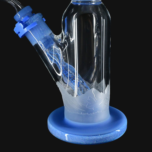 710 Pipes Smoke Shop Illadelph custom blue and white wig wag glass dab rig with crushed opal accents and mountain base.