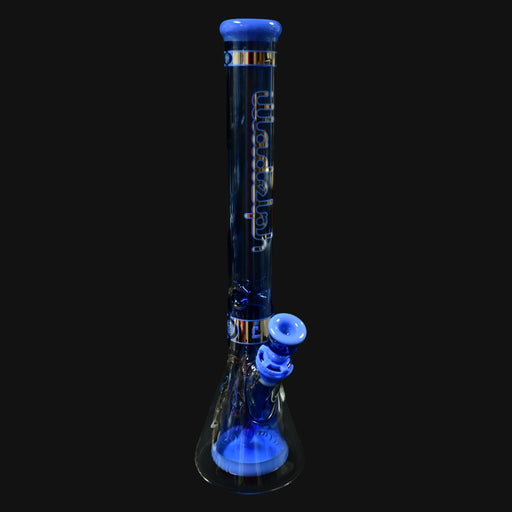 710 Pipes Smoke Shop Illadelph Collins Beaker in sea blue glass with a beaker base and blue accents.