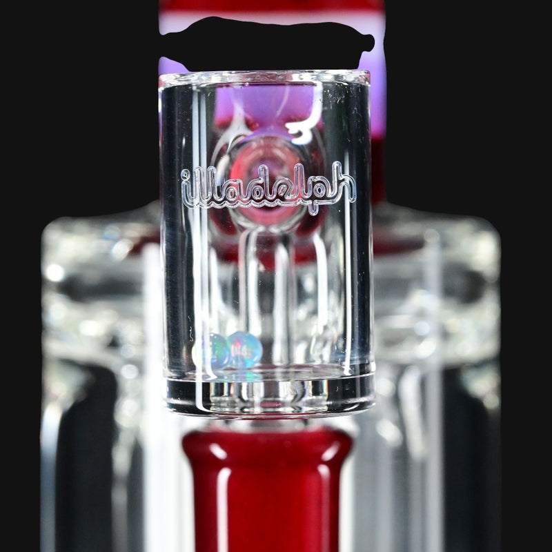 710 Pipes Smoke Shop Illadelph Custom Klein dab rig with red and white wigwag accents and incycler percolator.
