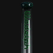 710 Pipes Smoke Shop Illadelph custom beaker glass tube with green logo and glittery purple mouthpiece