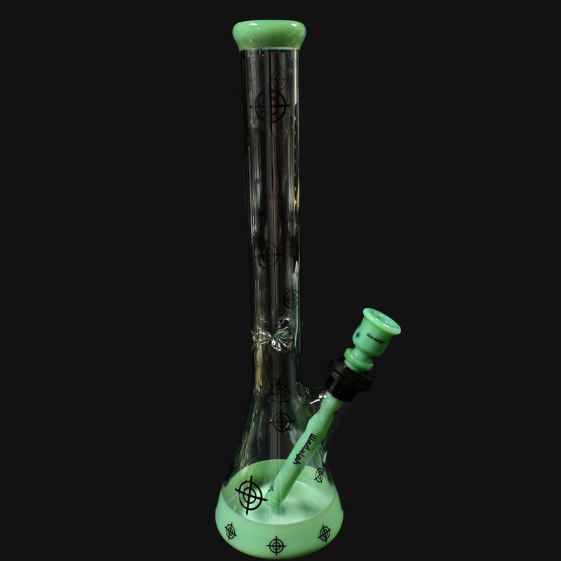 710 Pipes Smoke Shop Illadelph Heavy Hit Hybrid Aqua Killa glass bong with green accents and target logo
