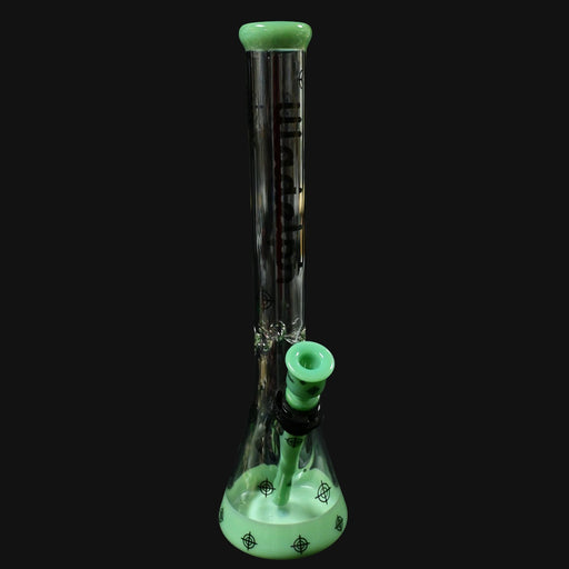 710 Pipes Smoke Shop Illadelph Heavy Hit Hybrid Aqua Killa glass bong with green accents and logo.