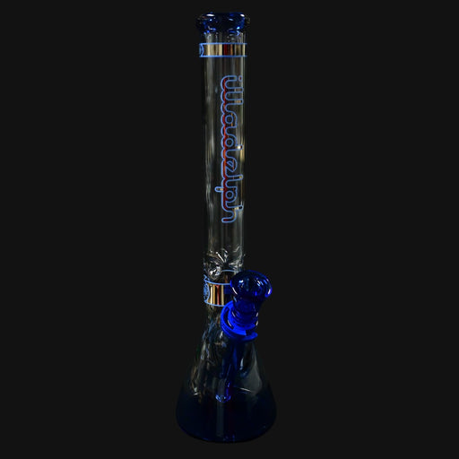 710 Pipes Smoke Shop Illadelph Heavy Hit Hybrid bong in sea blue glass with blue accents and logo.