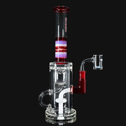 710 Pipes Smoke Shop Illadelph Custom Klein dab rig with red, white, and purple wigwag accents and clear chamber.