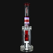 710 Pipes Smoke Shop Illadelph Custom Klein dab rig in red, white, and purple wigwag design. Clear chamber with red incycler percolator.
