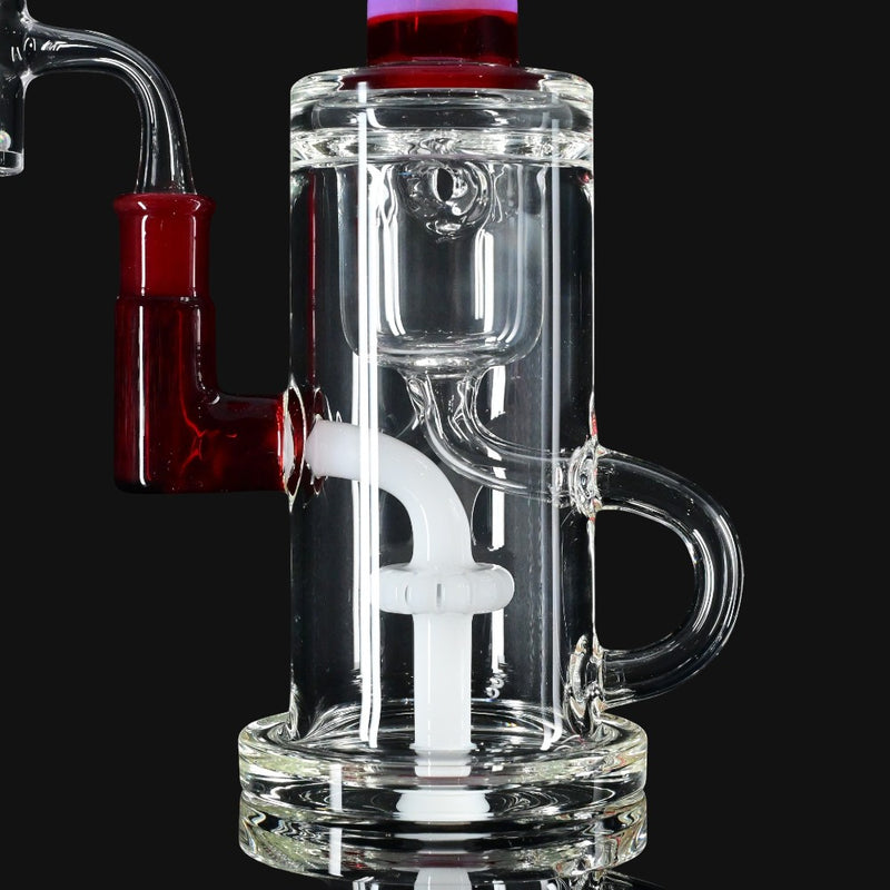 710 Pipes Smoke Shop Illadelph Custom Klein dab rig with red/white wigwag accents and clear chamber. Features incycler percolator.