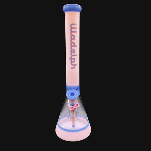 710 Pipes Smoke Shop Illadelph Premium Beaker in cotton candy pink and blue with Illadelph logo.