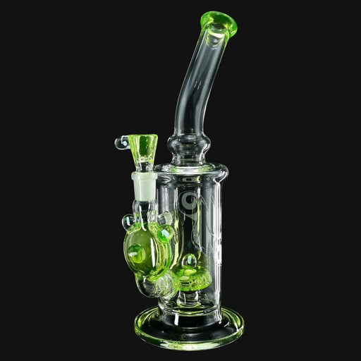 710 Pipes Smoke Shop Joel Halen Illuminati glass dab rig with green accents and bent neck design