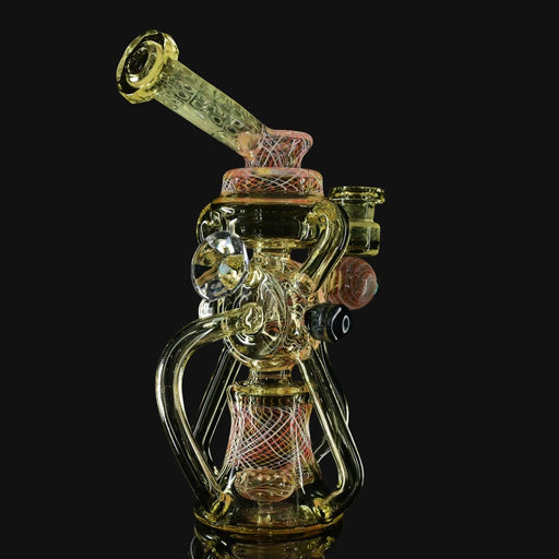 710 Pipes Smoke Shop Kadabra Fully Worked Bubble Bhomber glass water pipe with millefiori accents and opal marble.