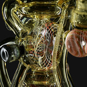 710 Pipes Smoke Shop Kadabra Fully Worked Bubble Bhomber set with millefiori, opal marble, and faceted accents. Yellow glass.