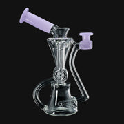 710 Pipes Smoke Shop 6-inch Kadabra doughnut recycler rig in clear glass with two-tone purple accents and 10mm joint.