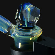 710 Pipes Smoke Shop Kadabra Gem Faceted Ghost 2 glass bowl piece with blue and yellow iridescent finish