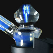 710 Pipes Smoke Shop Kadabra Gem Faceted Ghost 2 glass carb cap with blue accents and clear faceted design.