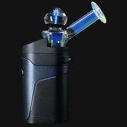 710 Pipes Smoke Shop Kadabra Gem Faceted Ghost 2 glass top attachment on a dark blue vaporizer base.