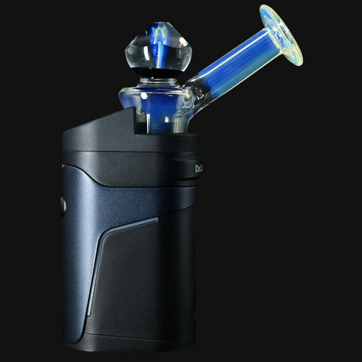 710 Pipes Smoke Shop Kadabra Gem Faceted Ghost 2 glass top attachment on a dark blue vaporizer base.