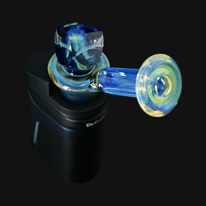 710 Pipes Smoke Shop Kadabra Gem Faceted Ghost 2 glass top attachment with blue and iridescent finish on Dr. Dabber Ghost 2